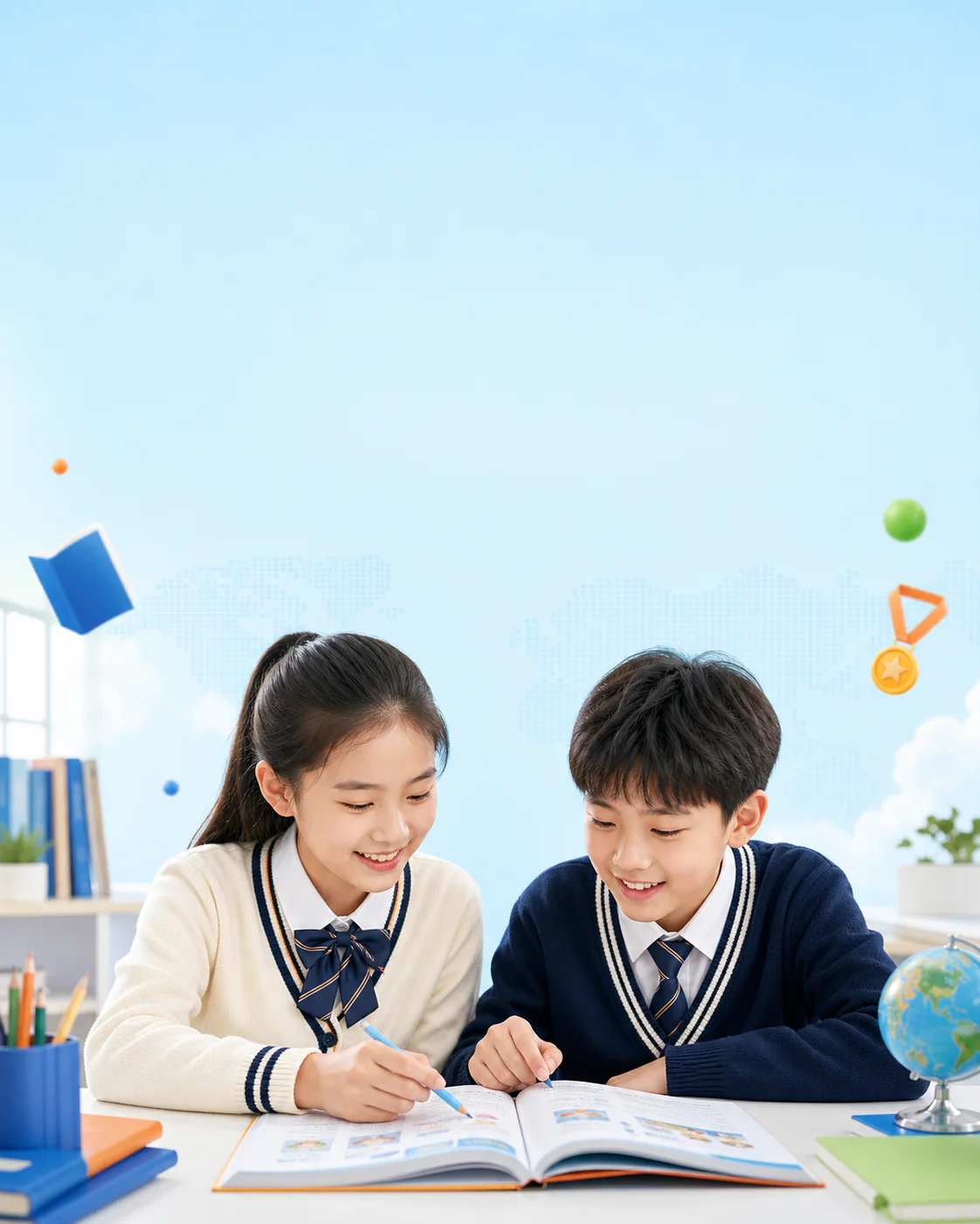 移动端两名学生协作完成英语阅读任务的教学情境示意